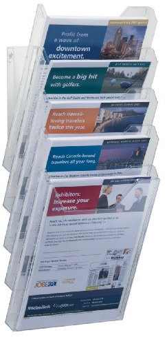Durable Prospektspender Combiboxx A4 Set XL, 5 Fächer, für Tisch- und Wandanwendung, transparent, 858619