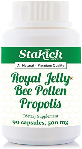 Stakich 500 mg Capsules (Royal Jelly, Bee Pollen, Propolis Capsules 500 mg (90 Count))