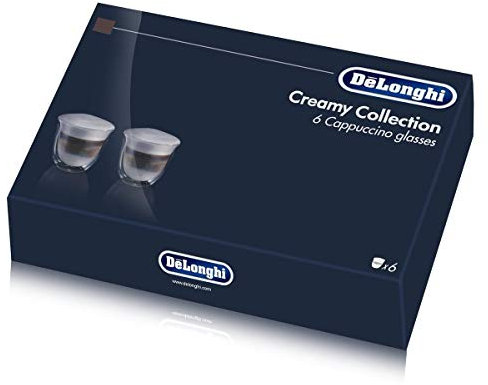 De'Longhi Delonghi 5513296661 Creamy Collection doppelwandige Thermo-Cappuccino-Gläser, 6 Stück, Borosilikatglas, farblos, (1er Pack), 6