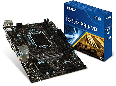 MSI B250M Pro-VD LGA 1151 DDR4 DVI,D-Sub 1x M.2 & 6x USB 3.1 Gen1 MATX Mainboard Schwarz