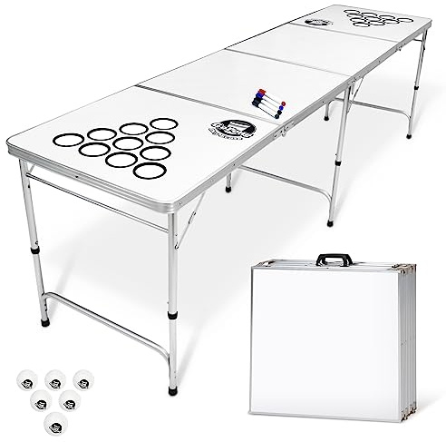 GoPong 8 Foot Portable Beer Pong / Tailgate Tables (Black, Football, American Flag, or Custom Dry Erase)
