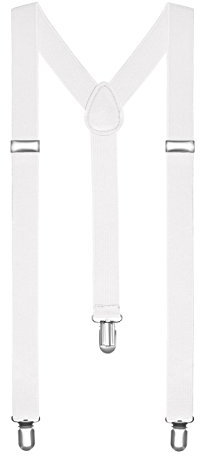 Autiga® Hosenträger Herren Damen Hosen Träger Y Form Style Clips Schmal Neon Bunt Farbig weiß