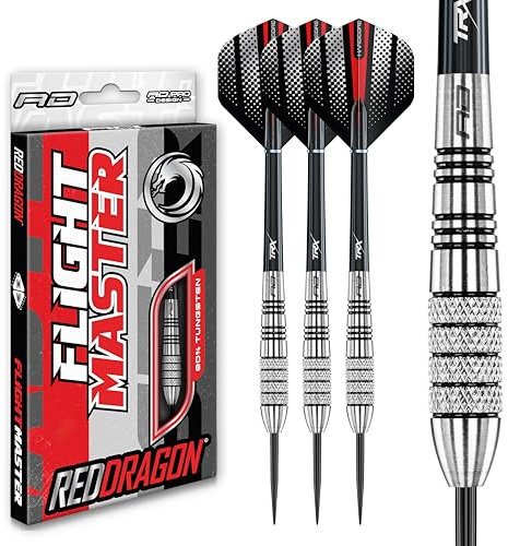 RED DRAGON Sidewinder 27g Flightmaster - Tungsten Steel Darts Set with Flights and Shafts