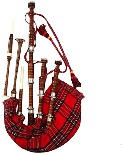 Schottischer Great Highland Dudelsack aus natürlichem Palisander, Shesham-Holz mit silberfarbenen unifarbenen Mengen/Dudelsack/Gaita