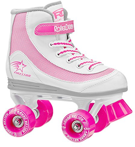 Roller Derby 1978-02 Youth Girls Firestar Roller Skate, Size 1, White/Pink