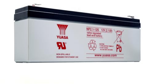 Yuasa NP2.1-12 12V Lead Acid Battery, UPS Backup Alarm and Emergency Battery (Pack of 1)