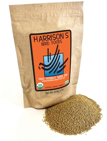 Harrison's Bird Foods High Potency Maximum Nutritional Formula for Small to Medium Birds, Certified Organic Non-GMO Pet Bird Food, Vet-Developed, Suitable for All Life Stages, 454 g/ 1 lb