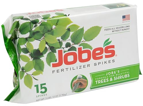 Jobe’s Slow Release Tree and Shrub Fertilizer Spikes, Easy Plant Care for Oak, Maple, Dogwood, Boxwood, and Many More Acid Loving Trees and Shrubs, 15 Count
