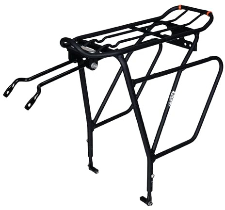 Ibera Bike Rack - Bicycle Touring Carrier Plus+ for Disc Brake Mount, Frame-Mounted for Heavier Top & Side Loads, Height Adjustable for 26-29 Frames