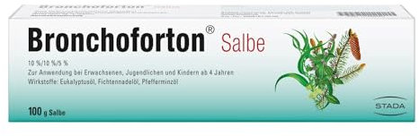 Bronchoforton Salbe - pflanzliches Medikament bei Erkältung und Husten - zum Einreiben, Inhalieren und Baden - mit Eukalyptusöl, Fichtennadelöl und Pfefferminzöl - ab 4 Jahren - 1 x 40 g