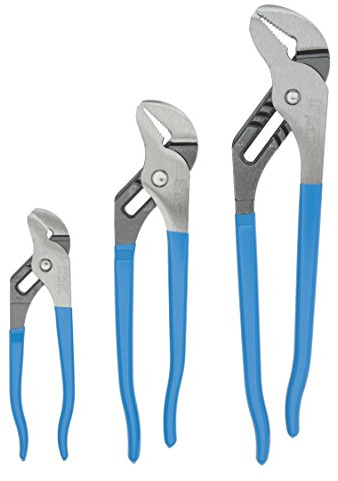 Channellock 3pc Tongue & Groove Pliers Set GS-3 - Laser Heat-Treated Teeth, High Carbon Steel - 6.5, 9.5, 12