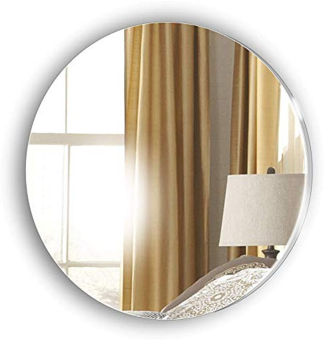 Frameless Circle Bathroom Glass look Acrylic Mirror - Lightweight Shaving Mirror - Stick on Mirror