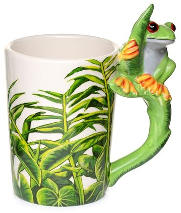 Puckator SMUG23-Taza con asa de Rana, 8 x 11,5 x 13,5 cm, Porcelana, Verde, 8 cm
