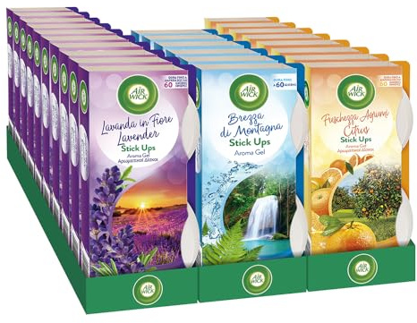 Airwick Stick Up Mix, Confezione da 24 Stick Up,10 Fragranza Lavanda, 6 Fragranza Bouquet, 8 Fragranza Agrumi, deodorante per l'ambiente