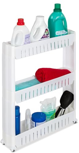 tectake Küchenregal Nischenregal Nischenwagen weiß mit Rollen - Diverse Größen - (3 Ablagen | Nr. 401628)