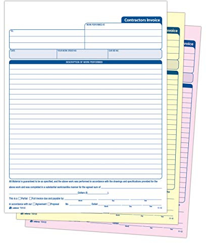 Adams Contractor’s Invoice Book, 3-Part, 50 Sets per Book, 50 Pages (ABFTC8122)