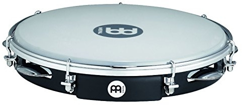 Meinl Percussion Traditional ABS Pandeiro - Rahmentrommel mit Schellen - Durchmesser 10 Zoll - Kunststofffell - ABS Kunststoff / Stahl, Schwarz / Verchromt (PA10ABS-BK)
