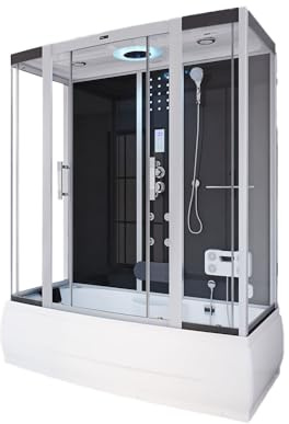 HOME DELUXE - Doccia a vapore DIAMOND BIG - nera, dimensioni: 190 x 100 x 220 cm - inclusa radio, doccia a pioggia e accessori completi I sauna a vapore, vasca da bagno, idromassaggio, doccia