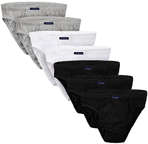 Brubaker 7er Pack Herren Slips Baumwoll Mix 3X Schwarz / 2X Weiss / 2X Grau Gr. M