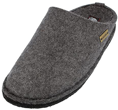 HAFLINGER Flair Soft Filzpantoffeln aus Wollfilz Hausschuh Grau (Anthrazit 4), Gr. 42