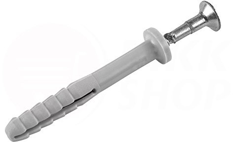 Tacos de percusión con clavo (con bloqueo de impacto, premontados, cilíndricos de cabeza avellanada, en muchos tamaños, galvanizados), tornillo en cruz (Phillips) de nailon , Menge: 100 Stück, 6x40 mm