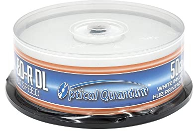 Optical Quantum 6X 50GB BD-R DL White Inkjet Printable Blu-ray Double Layer Recordable Media , 25-Disc Spindle