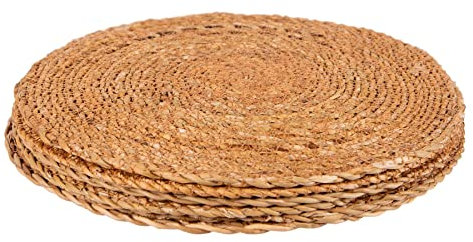 Argon Tableware Round Placemats - 30cm - Pack of 6 - Woven Typha Serving Dish Trays Cake Boards for Appetizers, Lunch, Mains, Parties, Food Presentation