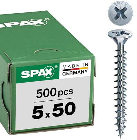SPAX Vis universelle, 5 x 50 mm, 500 pièces, Tête centrante, Tête fraisée, Cruciforme Z2, 4CUT, WIROX - 1081010500505