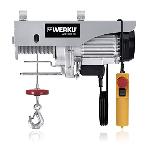 Werku WK400540, Polipasto Cable, Calidad Profesional, Carga MAX 800 kg, Potencia 1350 W, Protección IP54, Altura MAX 22 m