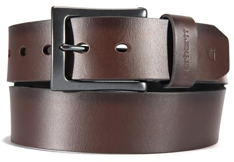 Carhartt Burnished Leather Box Buckle Belt Brown With Black Finish 36