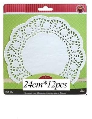 SET DI 12 PEZZI - SOTTOTORTA CENTRINO CARTA DOLCI Pasticceria colore BIANCO - Diametro 24 cm