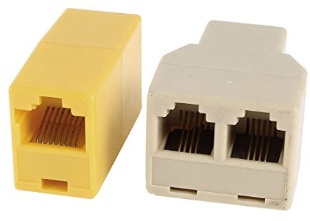 sourcing map 6P4C RJ11 Female to 2x Female + 8P8C RJ45 Female to Female Adapter