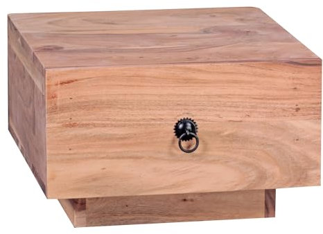 Wohnling Design Nachttisch Mumbai Massiv-Holz Akazie 40x40x25 cm, Moderne Nacht-Kommode mit Schublade, Nachtschrank Natur-Holz Nachtkonsole