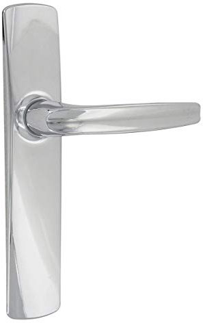 Vachette Set de Poignée de Porte sur Petite Plaque RIV-ANGERS - Bec de Cane Porte Cuisine et Salon - Entraxe 165 mm - Système Pose Facile - Garantie 10 ans - Zamak Résistant, Finition Chrome Velours