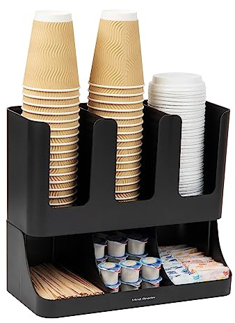 Mind Reader Aufbewahrungs-Organizer für Pausenraum, Kaffee, Gewürze und Tassen, 6 Fächer, Schwarz, 13,5 x 4,30 x 12 cm