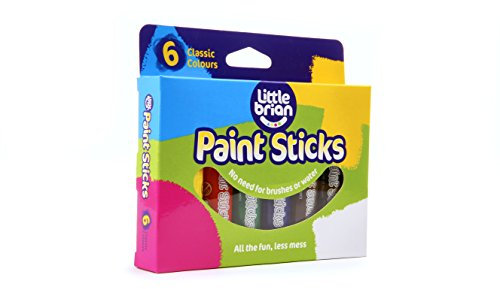 Little Brian Paint Sticks for Kids - 6 Pack Assorted Colours - Mess-Free, Easy Clean Up, Fast Drying Action, Vibrant Colours, Multi-Surface, Twist & Paint