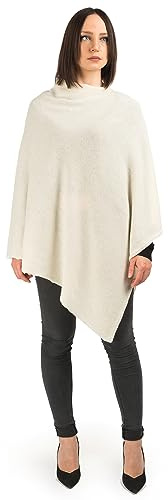 DALLE PIANE CASHMERE Women's 100% Cashmere Poncho, Made in Italy, Lightweight, One Size, Colour: Cream