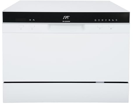 SPT SD-2224DW ENERGY STAR Countertop Dishwasher with Delay Start - Portable Dishwasher with Stainless Steel Interior and 6 Place Settings for Apartment Office And Home Kitchen, White