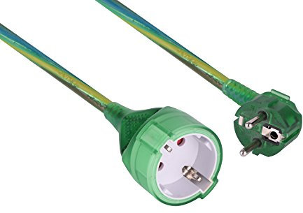 Electraline 900047 Prolunga 3 m con Presa Schuko, Cavo 3G1,5 mm², Verde