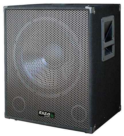 Ibiza - Caisson de Basses Actif avec subwoofer de 38cm, Bi-amping et Puissance Max de 800W (EQ 2 Bandes, Coins renforcés, entrées Micro)