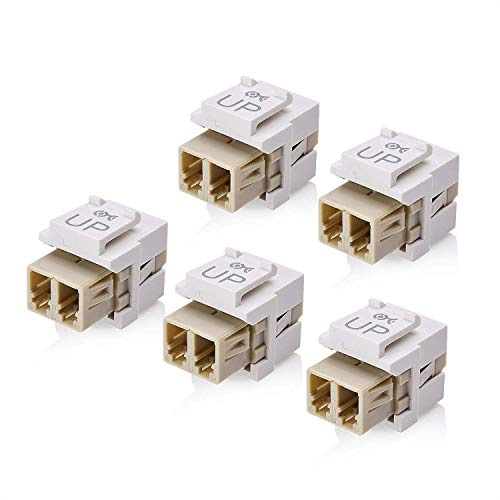 Cable Matters 5-Pack LC UPC Duplex Fiber Optic Keystone Coupler Jack, OM1/OM2/OM3/OM4 Multimode, OS2 Single Mode Support