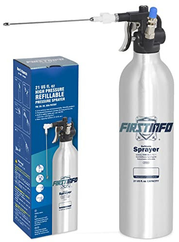 FIRSTINFO A1638 | Wiederbefüllbare Druckluft-Sprühdose aus dickwandigem Aluminium 620 ml | Max. Druck 140 psi | Breiter Sprühnebel | Leicht & Patentiert
