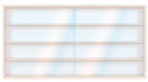 V80.4 Vitrine Murale | 80 x 39 x 8,5 cm | en Bois de Bouleau Non Traité | 4 Étagères | 2 Vitres Coulissantes acrylglas | Collection | Voitures | Trains | Miniatures | Échelle N et H0