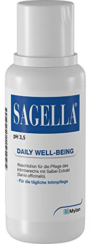 SAGELLA pH 3,5 – DAILY WELL-BEING: Intimwaschlotion mit Milchsäure und Salbei-Extrakt für die tägliche Intimpflege, 100 ml