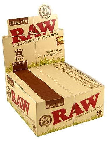 50 x Books Raw Organic Natural Hemp King Size Slim Rolling Paper Cigarette Skin