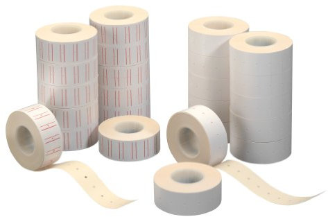 Herlitz 1605294 1zeiliges Preisauszeichnungsetikett,12 Etiketten auf Rolle, Farbe weiss