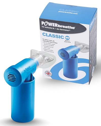 POWERBREATHE Classic Fitness I media resistenza I Respiratore per rafforzare la muscolatura respiratoria, allenatore muscolare ispirazione a 9 livelli, dispositivo per esercizi di respirazione