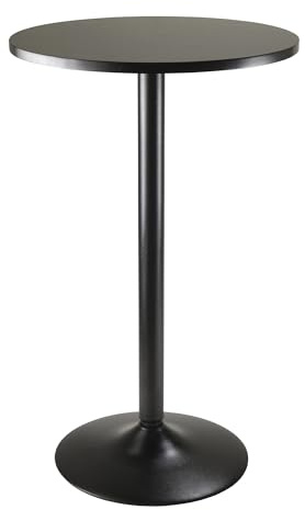 Winsome Obsidion Round Tall Pub Table, Black, 40