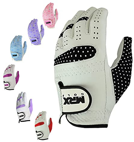 MRX Women Golf Glove Left Handed Golf Gloves Sweat Resistant Soft Cabretta Leather Regular Fit Women Golfer Glove Black
