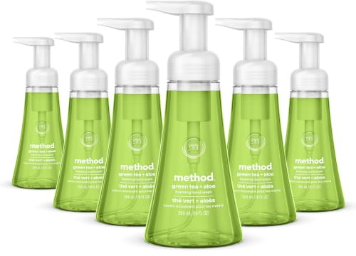 Method Foaming Hand Soap, Green Tea + Aloe, 10 Fl Oz (Pack of 6)